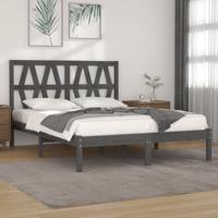 Bedframe massief grenenhout grijs 200x200 cm