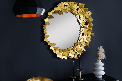 Decoratieve wandspiegel BUTTERFLY 80cm goud metalen ronde handgemaakte vlinderlijst - 42780