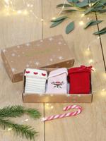 Set met 3 paar kerstsokken babymeisjes roze (poederkleur) Set met 3 paar kerstsokken babymeisjes roze (poederkleur)
