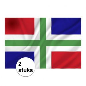 Provincie vlag groot - 2x stuks - Groningen - 100 x 150 cm - polyester - feest vlaggen