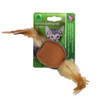 Katten-speelgoed bal jute veren 27cm blw/brn - Gebr de boon