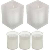 2x Kaarsen wit in kaarsenhouders met 3 navullingen 7 x 10 cm 24 branduren sfeerkaarsen - Stompkaarsen - thumbnail