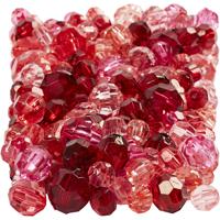 Creativ Company Facet kralen, afm 4-12 mm, gatgrootte 1-2,5 mm, ca. 860 stuk, rode harmonie, 250 gr/ 1 doos