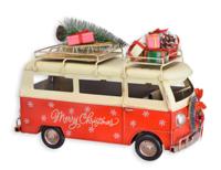 A TIN MODEL OF A CHRISTMAS BUS