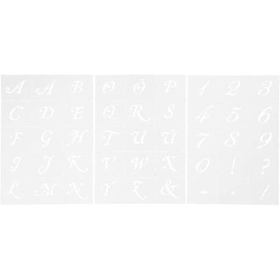Creativ Company Letters en cijfers sjabloon, h: 20-30 mm, a5, vel 148x210 mm, 3 vel/ 1 doos