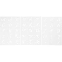 Creativ Company Letters en cijfers sjabloon, h: 20-30 mm, a5, vel 148x210 mm, 3 vel/ 1 doos