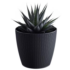 Plantenpot voor buiten - antraciet - kunststof - D16 x H14 cm - Stijlvol