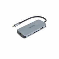 Dicota Zubehör PC USB-C (USB 3.2 Gen 2) multiport hub 8 poorten Met aluminium behuizing, Met ingebouwde netwerkaansluiting, Met ingebouwde SD-kaartlezer, Met