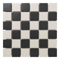 The Mosaic Factory London Mozaiek Tegel Vierkant - Dambord Mix Porselein Ongeglazuurd, R11 309x309 mm