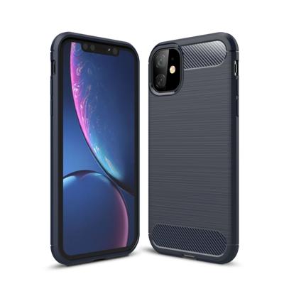 Geborsteld textuur koolstofvezel TPU Case voor iPhone 11 (marineblauw)