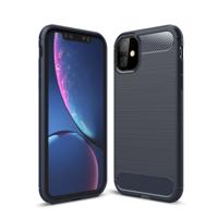Geborsteld textuur koolstofvezel TPU Case voor iPhone 11 (marineblauw)