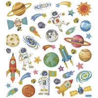 Creativ Company Stickers, ruimte, vel 15x16,5 cm, ca. 41 stuk, 1 vel