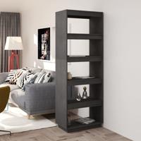 Boekenkast/kamerscherm 60x35x167 cm massief grenenhout grijs - thumbnail