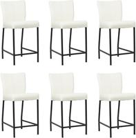 Set van 6 Gebroken witte leren moderne barkrukken Revolt - poot vierkant zwart - Toledo Leer Bianco (gebroken wit leer)
