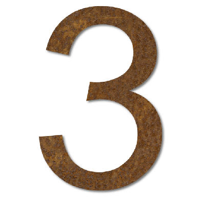 LIROdesign Cortenstaal huisnummer 3 - 15,5 cm - per stuk