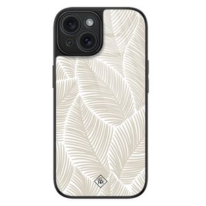 iPhone 15 glazen hardcase - Palmy leaves beige