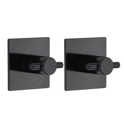 Plakhaakjes vierkant - 2x stuks?- 4,5 cm - Zelfklevende ophang haakjes - kunststof - zwart