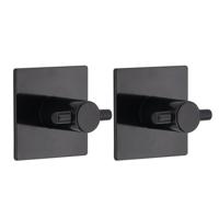 Plakhaakjes vierkant - 2x stuks?- 4,5 cm - Zelfklevende ophang haakjes - kunststof - zwart