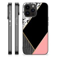 iPhone 15 Pro Max Backcover Zwart Roze Vormen