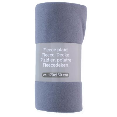 Polyester fleece deken/dekentje/plaid 170 x 130 cm korenblauw