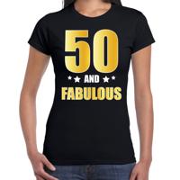50 jaar and fabulous tekst - verjaardag cadeau t-shirt - zwart - voor dames