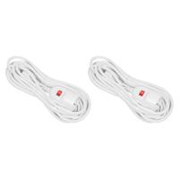 Verlengsnoer - 5 meter - 2x - 1.5 mm - met schakelaar - wit - RA