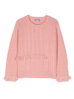 Il Gufo pull en maille torsadée à détails frangés - Rose