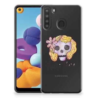 Silicone Back Case Samsung Galaxy A21 Boho Skull Silicone Back Case Samsung Galaxy A21 Boho Skull