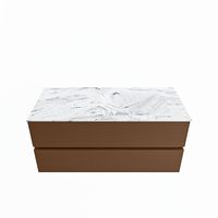 MONDIAZ VICA-DLUX 110cm badmeubel onderkast Rust 2 lades. Inbouw wastafel CLOUD rechts 1 kraangat, kleur Glace.