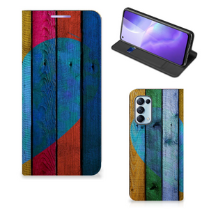 OPPO Find X3 Lite Book Wallet Case Wood Heart - Cadeau voor je Vriend