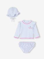 Badpak 3-delige strepen lichtblauw