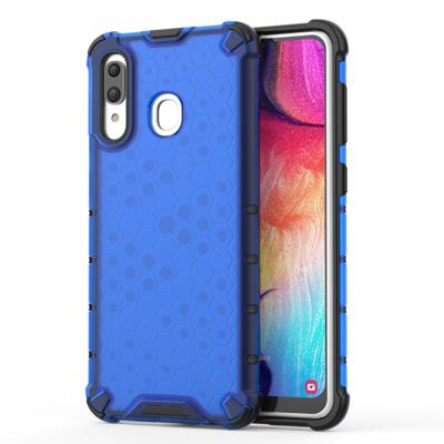 Schokbestendige honingraat PC + TPU Case voor Galaxy A30 (blauw)