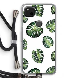 Tropische bladeren: Pixel 4a Transparant Hoesje met koord