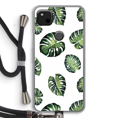 Tropische bladeren: Pixel 4a Transparant Hoesje met koord