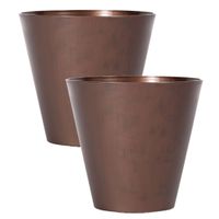 Set van 4x stuks kunststof bloempotten/plantenpotten 25 cm cortenstaal look/brons