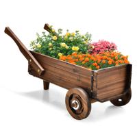 Bloemenwagen van Hout Plantenwagen met Wielen en Handgrepen Plantenpot Bolderkar Kruiwagen