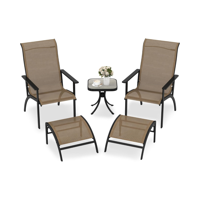 5-Delige Set Adirondack-Stoelen Loungestoelen voor Buiten met Voetenbanken en Bijzettafel Conversatiemeubilair voor Terras Gazon
