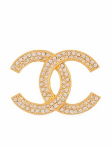 CHANEL Pre-Owned broche CC à ornements en cristal (années 1980)