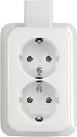 Busch-Jaeger wandcontactdoos opbouw 2-voudig wit randaarde Busch-Jaeger wandcontactdoos opbouw 2-voudig wit randaarde