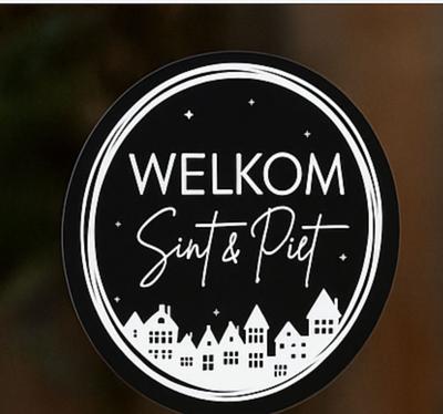 Cirkel raamsticker welkom sint&piet sinterklaas sticker