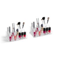 Set van 2x stuks make-up organizers/houder 15-vaks 13 x 22 x 8 cm   -