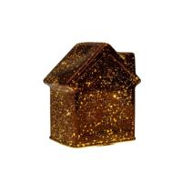 Huisje glas LED 12,5x7,5 brons - Annas collection