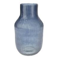 Excellent Houseware Vaas - geribbeld - blauw - 12x23 cm