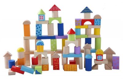 Viking Choice  Houten blokkenset met handige emmer en vormsorteerder 100 stuks muti-gekleurd