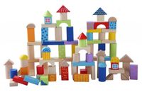 Viking Choice  Houten blokkenset met handige emmer en vormsorteerder 100 stuks muti-gekleurd - thumbnail