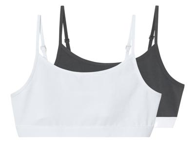 pepperts! 2 meisjes tops (134/140, Wit/donkergrijs)