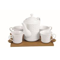 Set van koffiekopjes Home ESPRIT Wit Bamboe Porselein