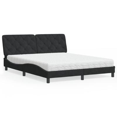 Bed met matras fluweel zwart 160x200 cm