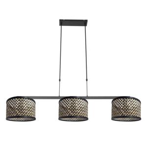 Steinhauer 3-lichts hanglampStang zwart met bamboe - 3743ZW
