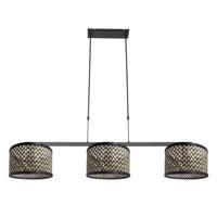 Steinhauer 3-lichts hanglampStang zwart met bamboe - 3743ZW
